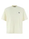 Stone Island Embroidered Cotton Jersey T-shirt In White