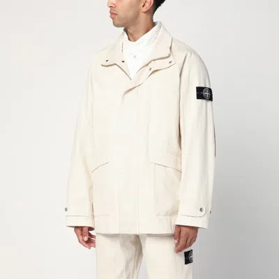 STONE ISLAND STONE ISLAND IVORY PARKA IN COTTON
