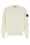 Stone Island Cotton Blend Sweater In Off White
