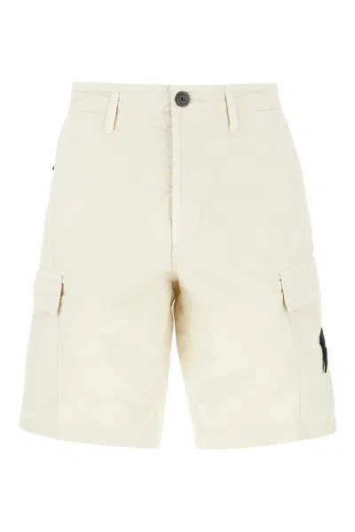 Stone Island Ivory Stretch Cotton Bermuda Shorts In Sand