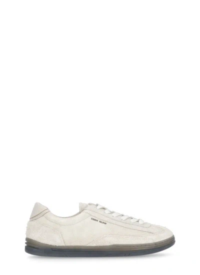 STONE ISLAND IVORY SUEDE LEATHER SNEAKERS