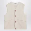 Stone Island Ivory Cotton Vest In Neutral