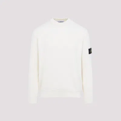 Stone Island Ivory White Cotton Crew Neck Sweater