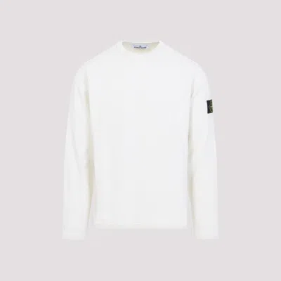 Stone Island Ivory White Cotton Sweatshirt