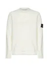 Stone Island Ivory Wool Blend Crewneck Sweater In White