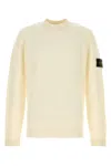 Stone Island Ivory Ribbed Knit Sweater With Crew Neckline