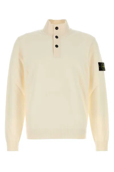 STONE ISLAND IVORY WOOL BLEND SWEATER