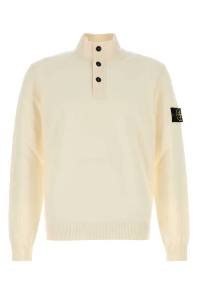 STONE ISLAND STONE ISLAND IVORY WOOL BLEND SWEATER