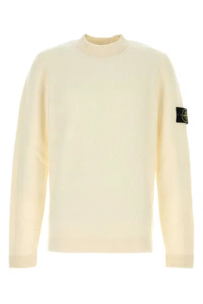 STONE ISLAND STONE ISLAND IVORY WOOL BLEND SWEATER
