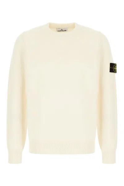 STONE ISLAND IVORY WOOL BLEND SWEATER