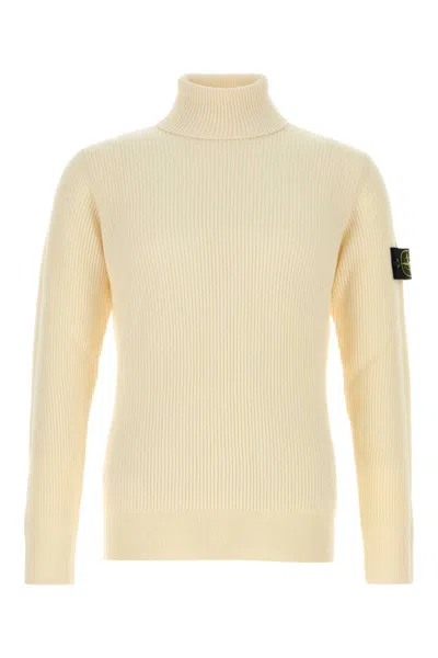 STONE ISLAND IVORY WOOL SWEATER