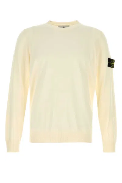 STONE ISLAND IVORY WOOL SWEATER