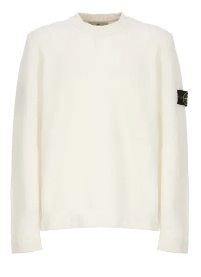 Stone Island Ivory Wool Sweater In White