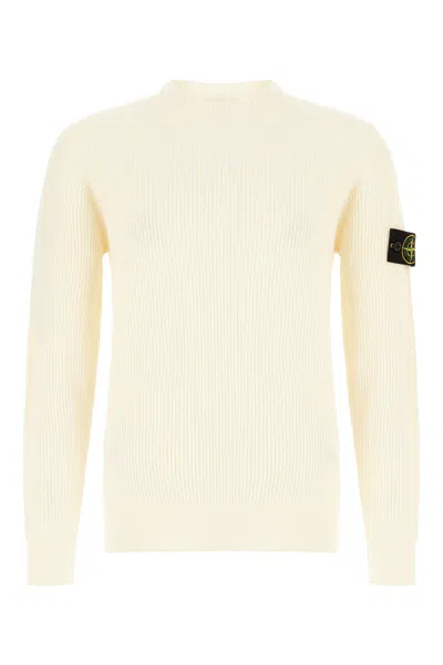 Stone Island Ivory Wool Sweater In White