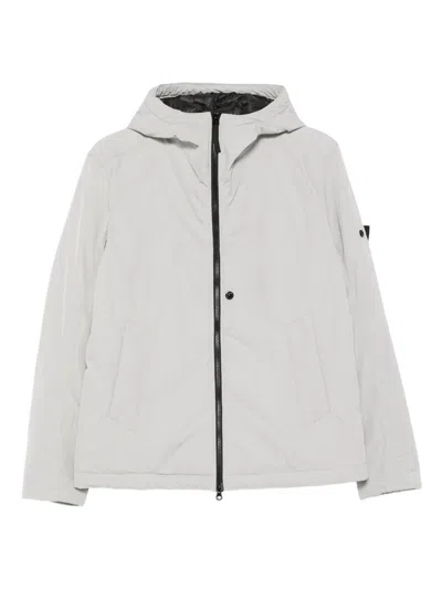 Stone Island 4100047 Hooded Zip-front Jacket In Gray