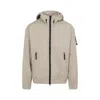 Stone Island Cotton Hooded Jacket Zip Pockets In Beige