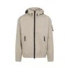 Stone Island Cotton Hooded Jacket Zip Pockets In Beige