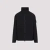 Stone Island Logo Zip-up Jacket In Black