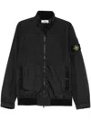 Stone Island Core Black Cotton Jersey Sweater With Stand-up Collar And Detachable Badge In Black