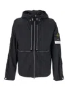 Stone Island Black Jacket With Compass Logo Patch Applied On The Sleeve In Tech Fabric Man In Black