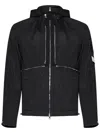 Stone Island Black Jacket With Compass Logo Patch Applied On The Sleeve In Tech Fabric Man In Black
