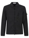 Stone Island Black Overshirt With Zip Closure In Black