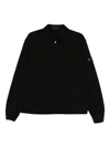 Stone Island Collared Denim Jacket Featuring Front Pockets In Black