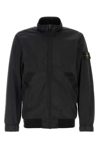 Stone Island Nylon Bomber Jacket In Black