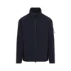 Stone Island Logo Zip-up Jacket In Blue