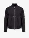 Stone Island Black Bomber Jacket With Front Zip Closure And Logo Patch On The Sleeve In Tech Fabric Man In Blue