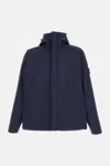 Stone Island Recycled Polyester Waterproof Jacket With Hood In Blue