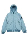 Stone Island Hooded Bomber Jacket In Blue