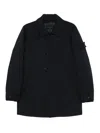 Stone Island Button-fastening Coat In Blue