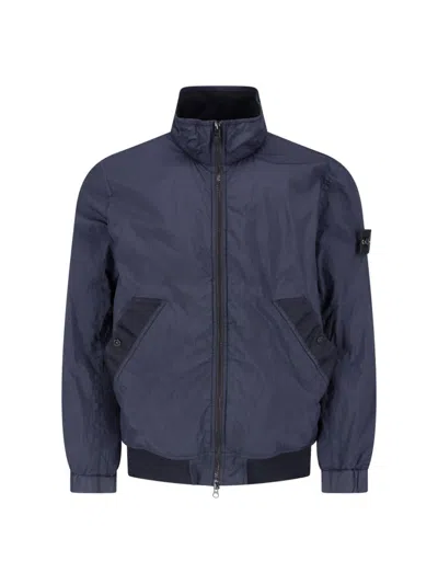 Stone Island Jacket "crinkle Reps Ny" In Blue