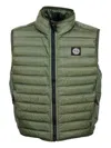 Stone Island 100 Gram Padded Sleeveless Down Vest Made Of Recycled Crisp Nylon. Zip Closure And Logo On The Chest In Green