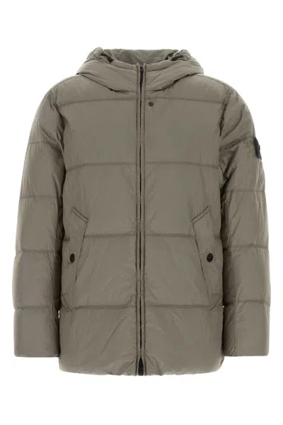 Stone Island Grey Nylon Down Jacket In Gray