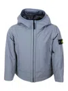 Stone Island Padded Jacket With Hood In Technical Fabric Made With Recycled Bottles E.dye Technology With Primalo In Grigio