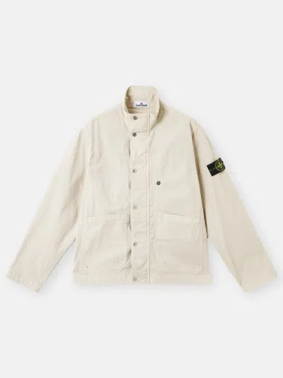 Stone Island Jacket In Ripstop Cotton In Neutral