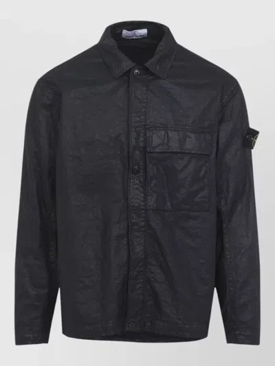 Stone Island Jacket Long Sleeves Chest Pocket Design In Blue
