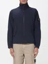 Stone Island Stretch Polyester Jacket Elastic Cuffs High Collar In Blue