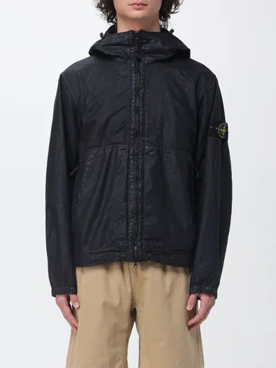 Stone Island Marbled Panama Woven Jacket With Adjustable Hood In Animal Print