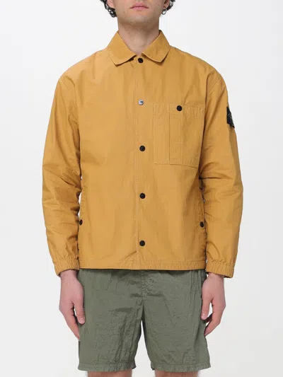 Stone Island Double-coated Cotton Ripstop Washed Overshirt In Yellow