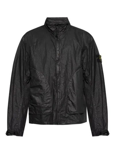 Stone Island Jacket Organic Look Nylon Panama-tc In Black
