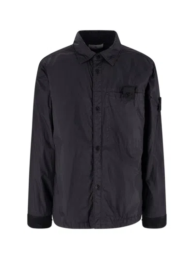 Stone Island Jacket "q100022 Crinkle Reps Ny" In Black