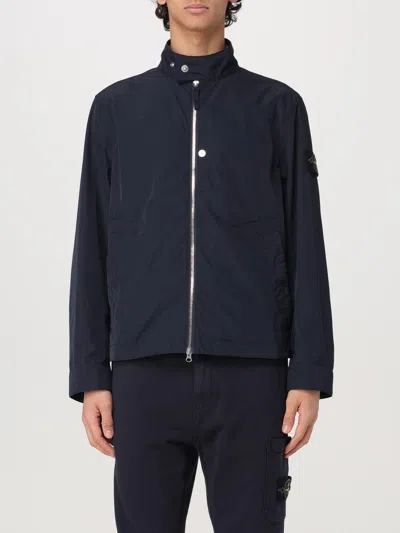 Stone Island Logo Patch Jacket In Blue