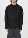 Stone Island Short Parka With Elastic Hem And Hood In Black