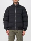 Stone Island Quilted High Collar Bomber Jacket In Black