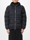 Stone Island Blue Hooded Down Jacket With Logo Patch In Nylon Man In Black