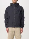 Stone Island Cotton Jacket With Hood And Pockets In Blue