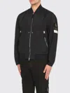 Stone Island Black Bomber Jacket With Front Zip Closure And Logo Patch On The Sleeve In Tech Fabric Man